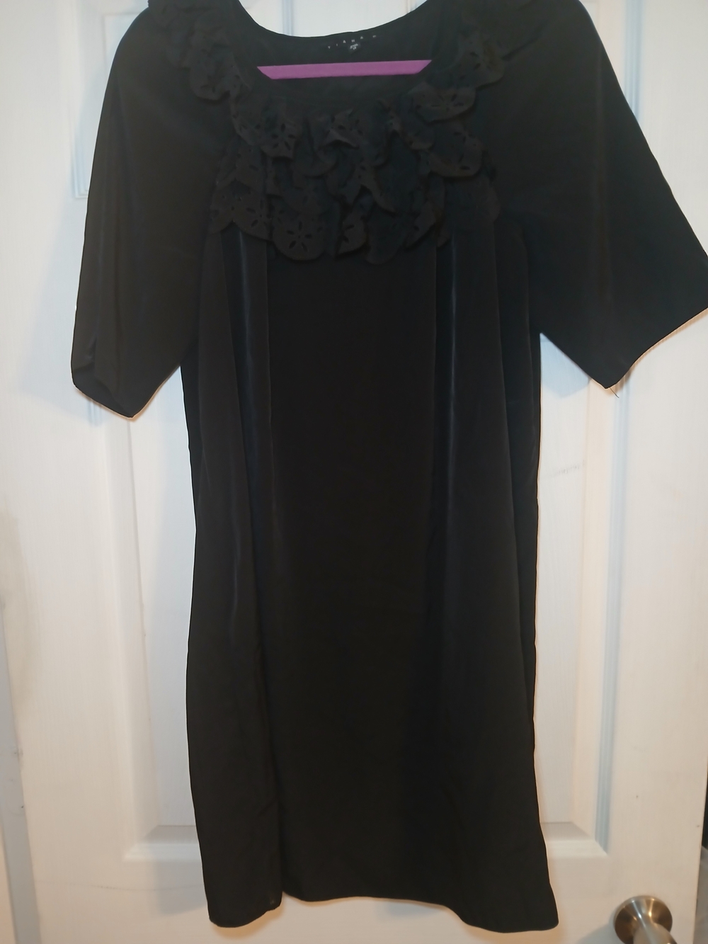 Tiana B. Black Ruffled Neck Midi Dress